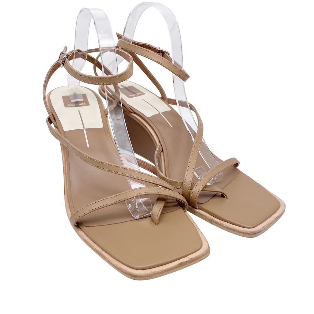 Dolce Vita Women's‎ Tan Leather Gemini Square Toe Wedge Sandals Size 7